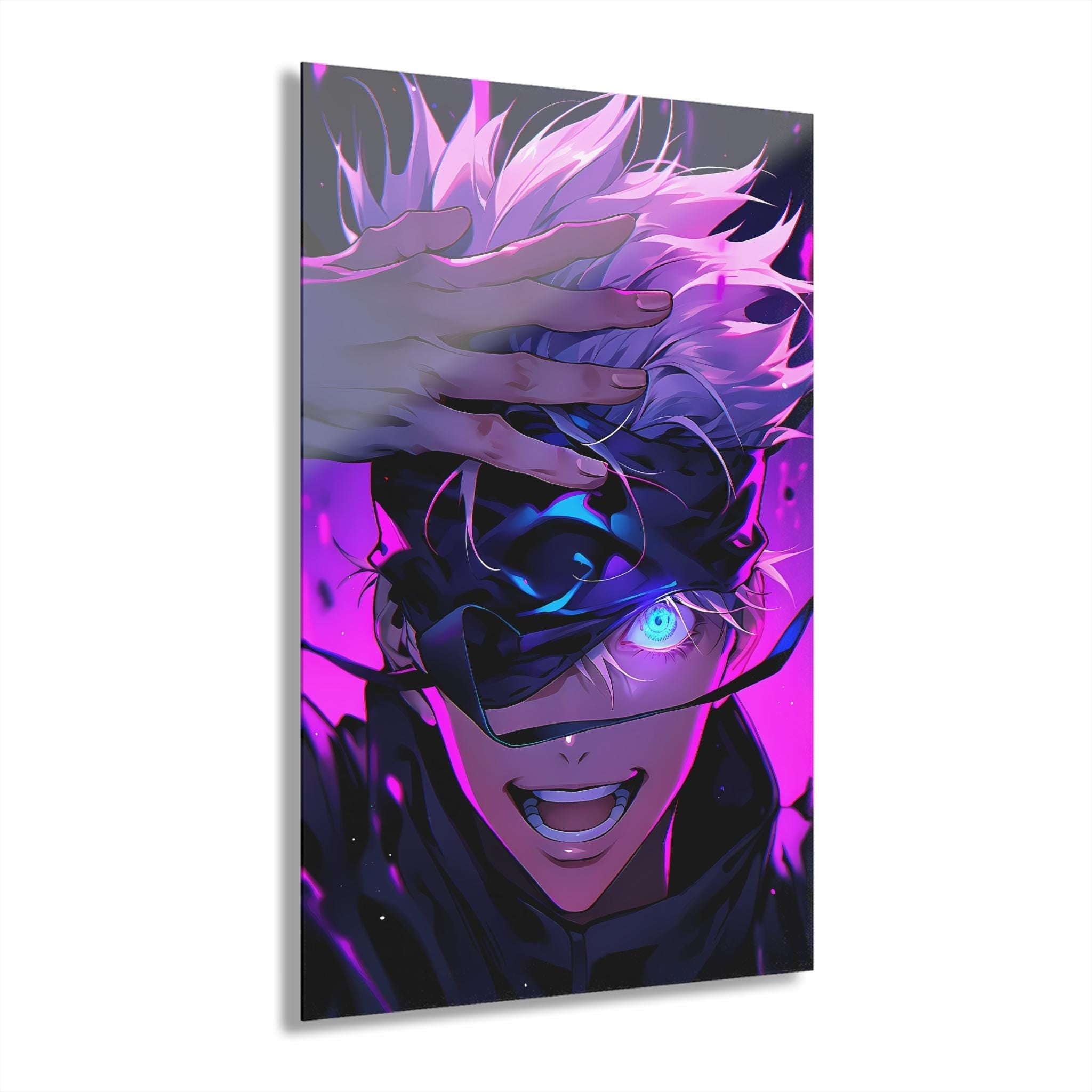 ColorFlow | Neon Mystic Sorcerer Anime Metal Wall Art | Electric Purple Power Manga Decor-0