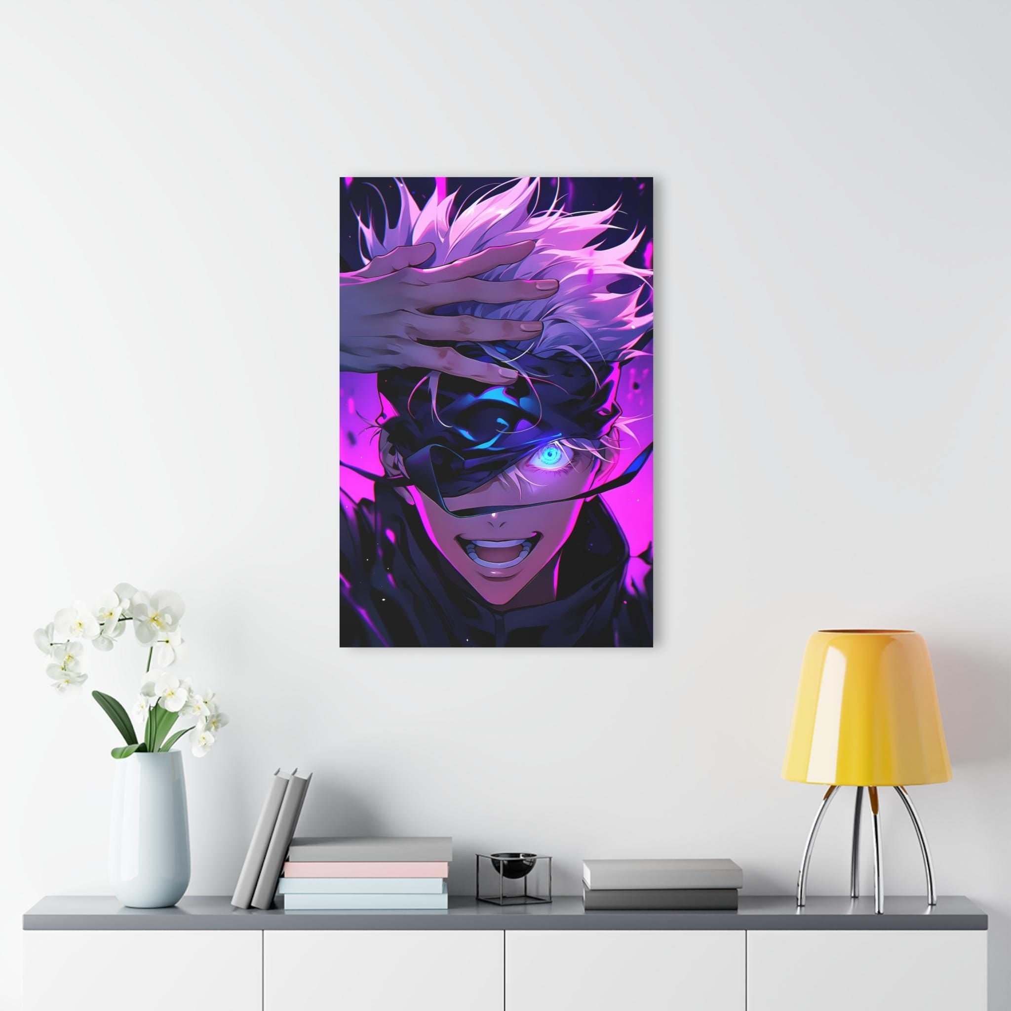 ColorFlow | Neon Mystic Sorcerer Anime Metal Wall Art | Electric Purple Power Manga Decor-3