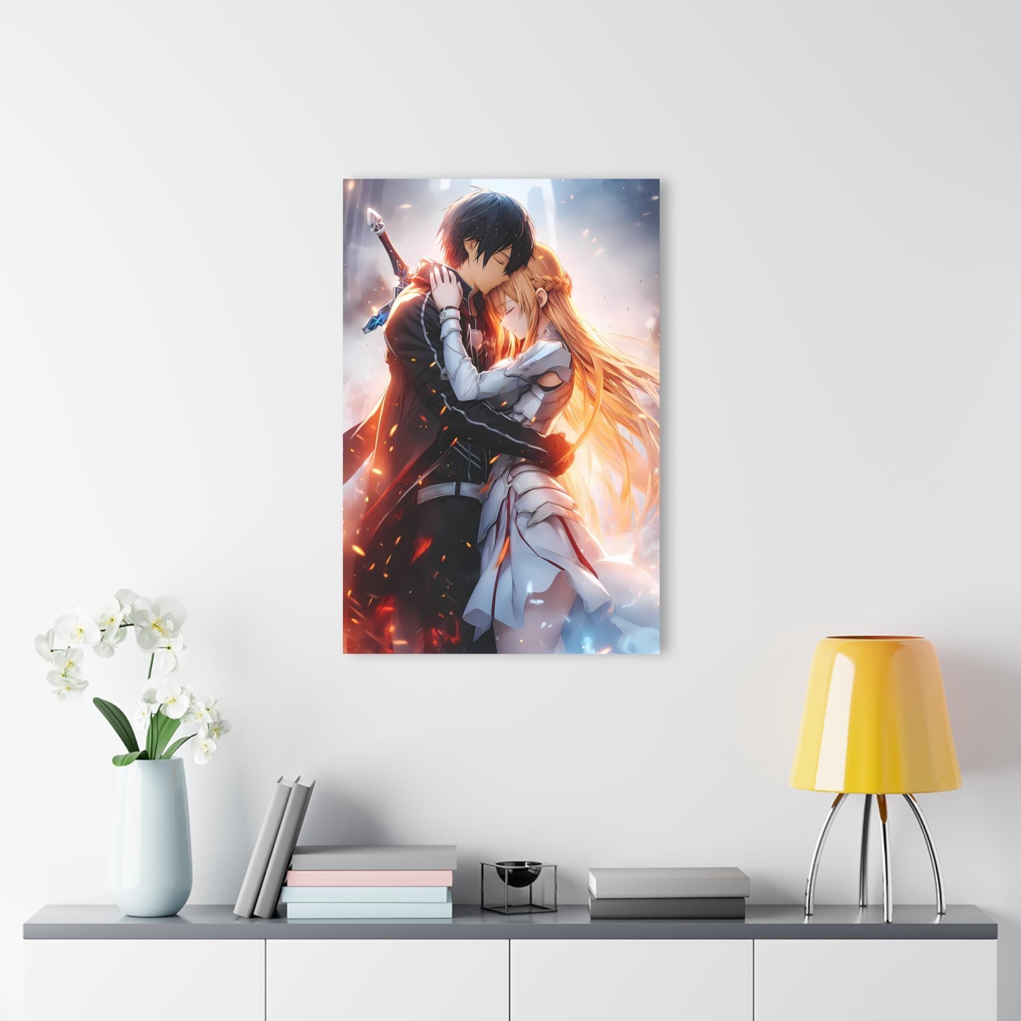 ColorFlow | Eternal Embrace Fantasy Warriors Metal Wall Art | Romantic Anime Inspired Decor-3