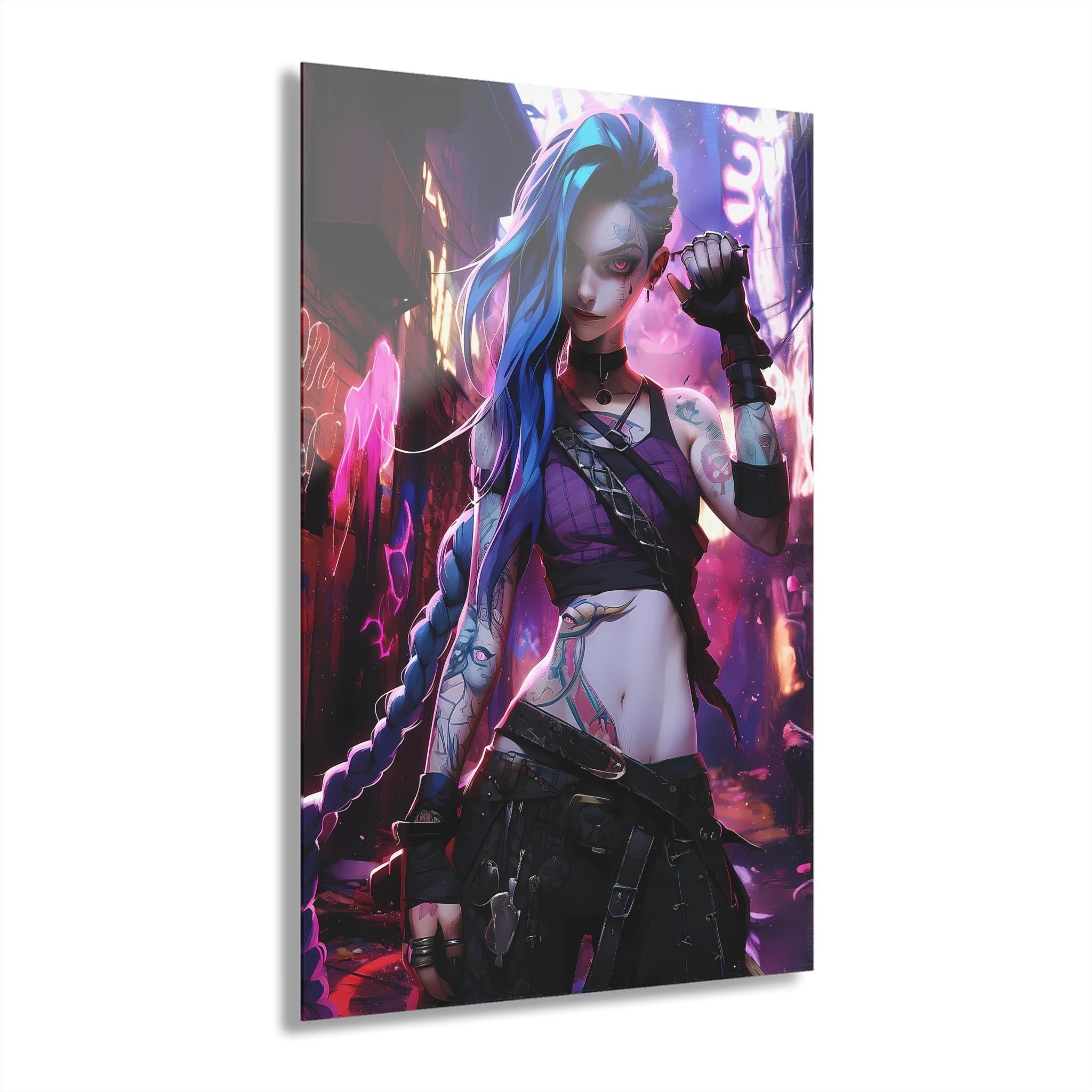 ColorFlow | Neon Rebel Street Fighter Anime Metal Wall Art | Cyberpunk Graffiti Manga Decor-0