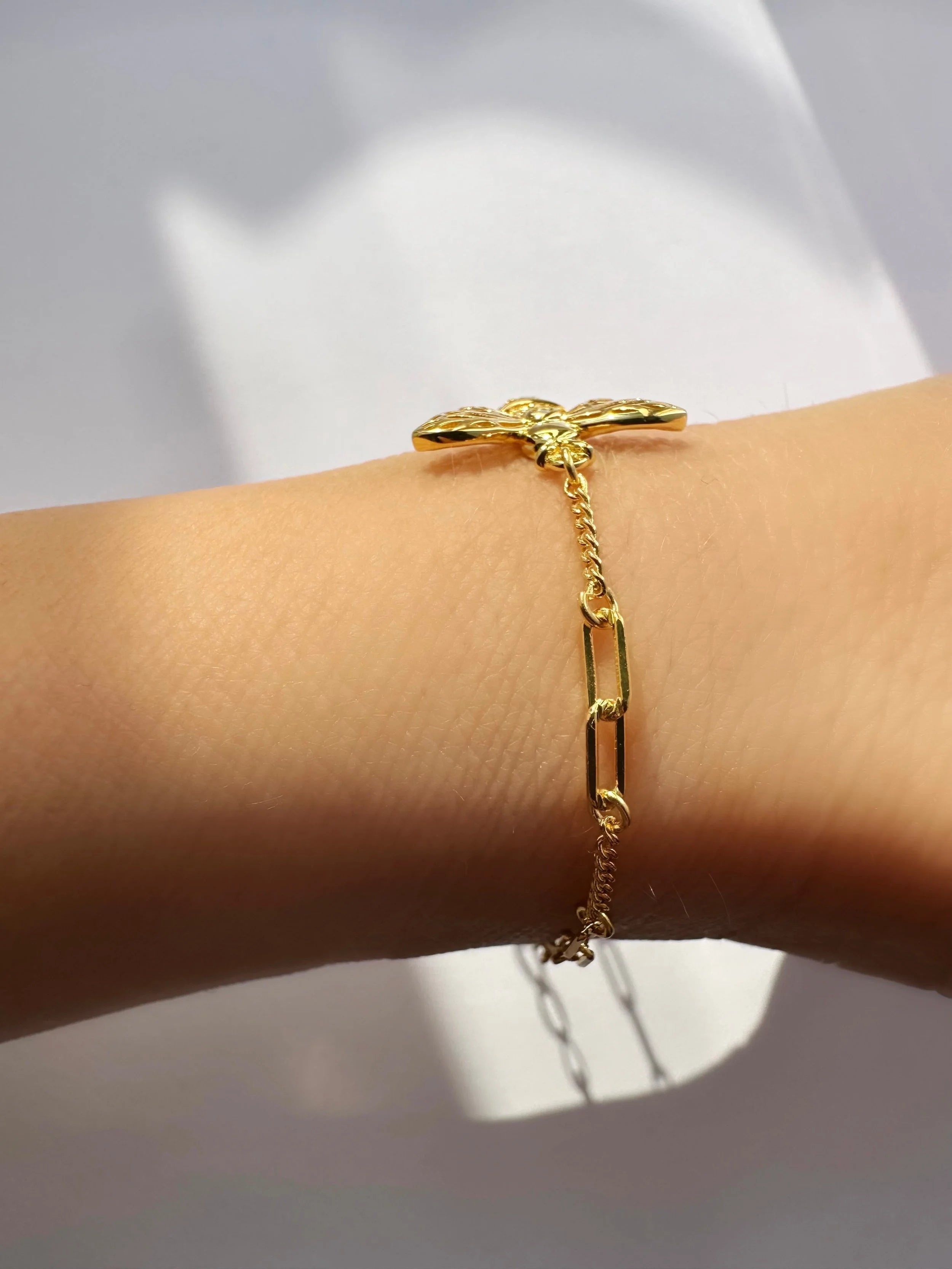 18K Gold Plated 925 Sterling Silver Harmony Bee Bracelet