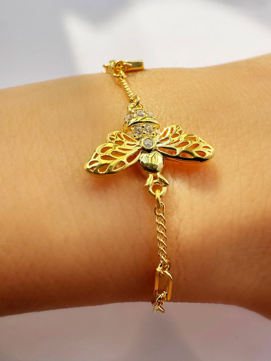 18K Gold Plated 925 Sterling Silver Harmony Bee Bracelet