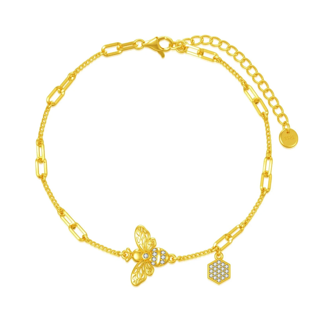 18K Gold Plated 925 Sterling Silver Harmony Bee Bracelet