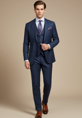 Navy Blue 2 Button 3-Piece Slim Fit Suit-0