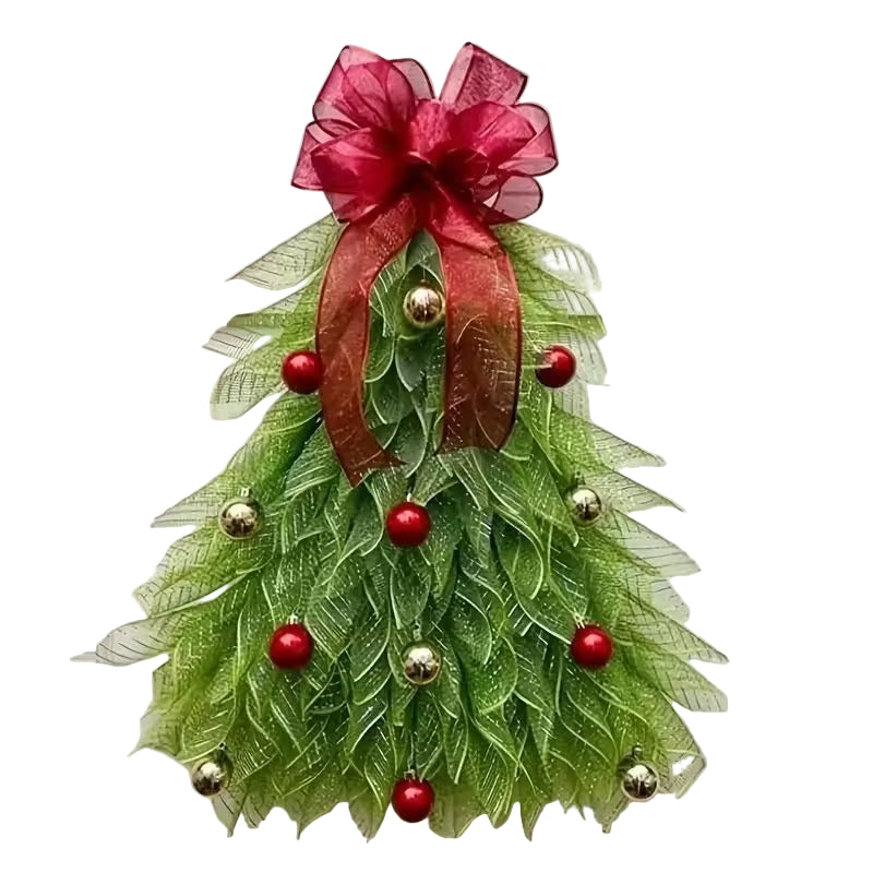 Christmas Wreath with Red Ribbon & Golden Balls