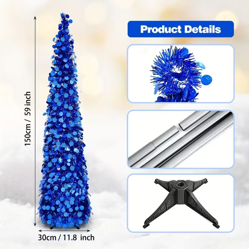 Blue Holographic Sequin Christmas Tree