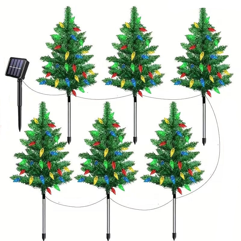 Solar-Powered LED Christmas Trees (6pcs)