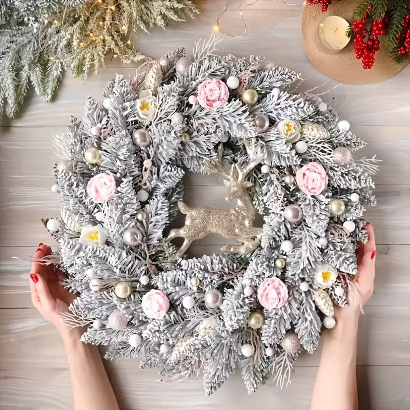 Pink & Gold Christmas Wreath for Door