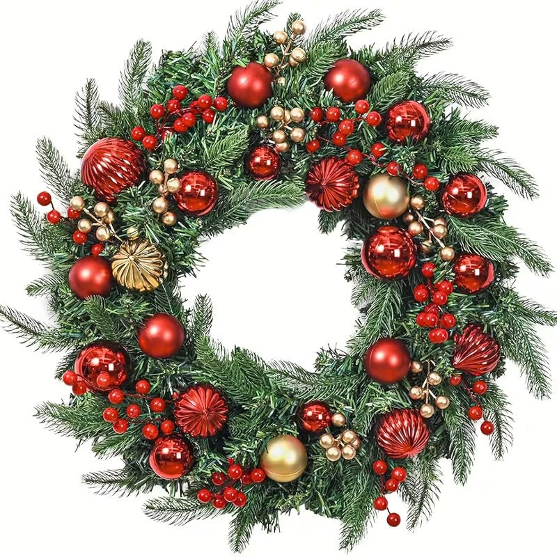 Christmas Wreath with Ornaments & Berries