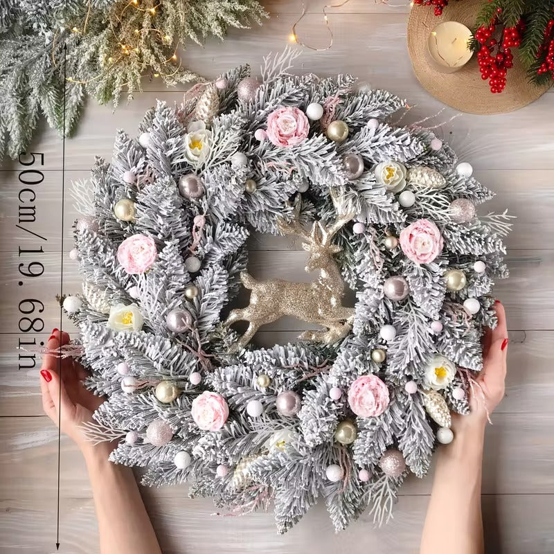 Pink & Gold Christmas Wreath for Door