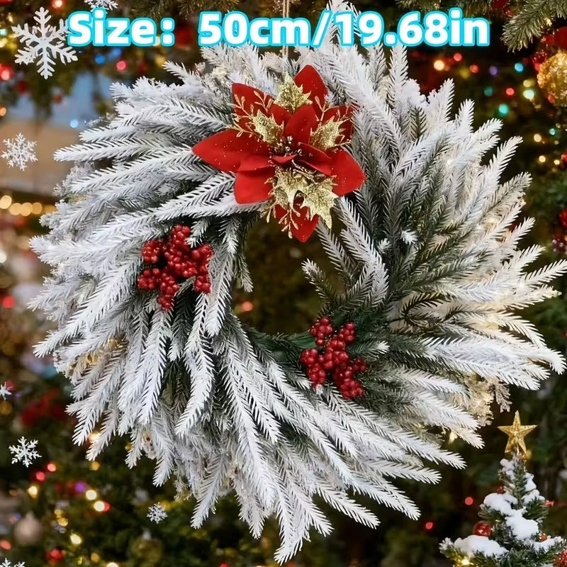 White Christmas Wreath with Red Berries