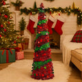 Red Green Sequin Tinsel Christmas Tree