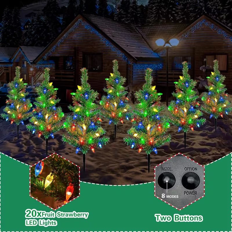 Solar-Powered LED Christmas Trees (6pcs)