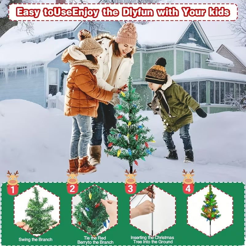 Solar-Powered LED Christmas Trees (6pcs)