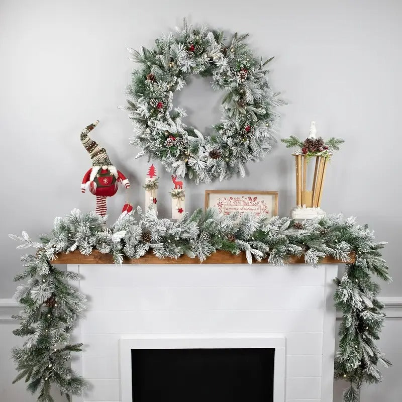 Christmas Wreath with Snowy Pine Cones