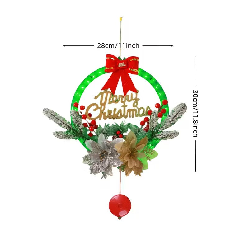 LED Christmas Garland with Wreath & Sign