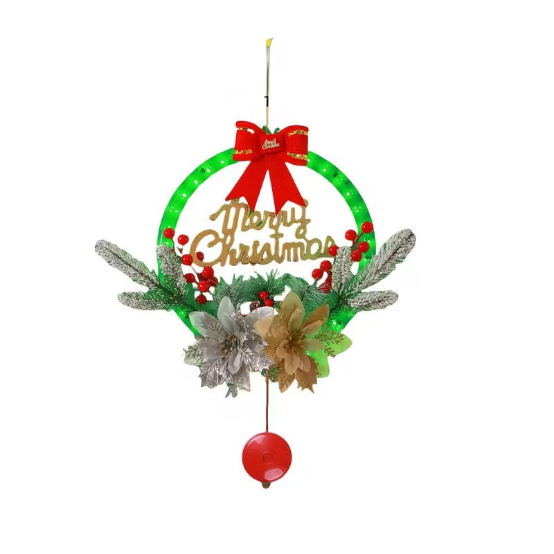 LED Christmas Garland with Wreath & Sign
