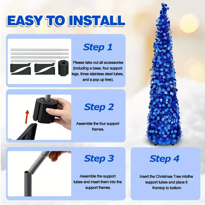 Blue Holographic Sequin Christmas Tree