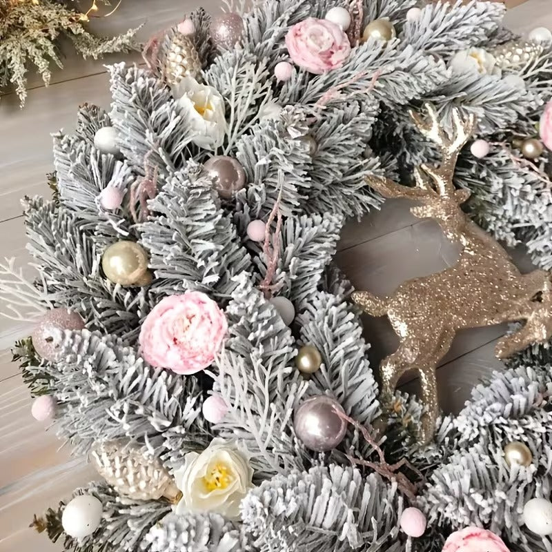 Pink & Gold Christmas Wreath for Door