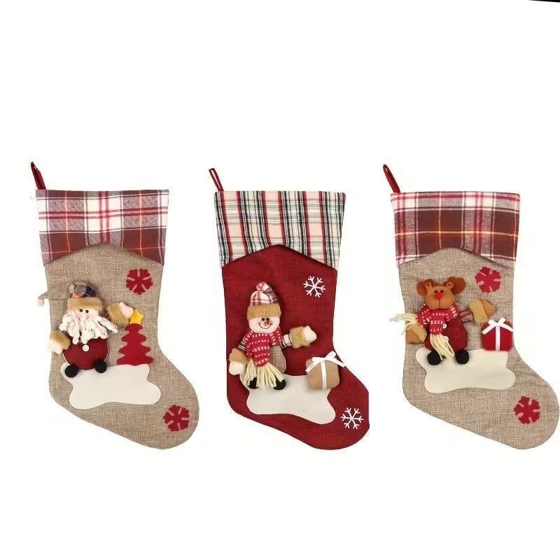 Classic Christmas Stocking Set Polyester Decor (3pcs)