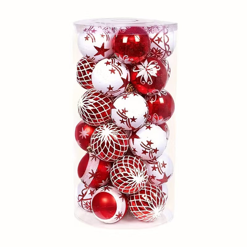 Red White Christmas Balls Ornaments Set (30pcs)