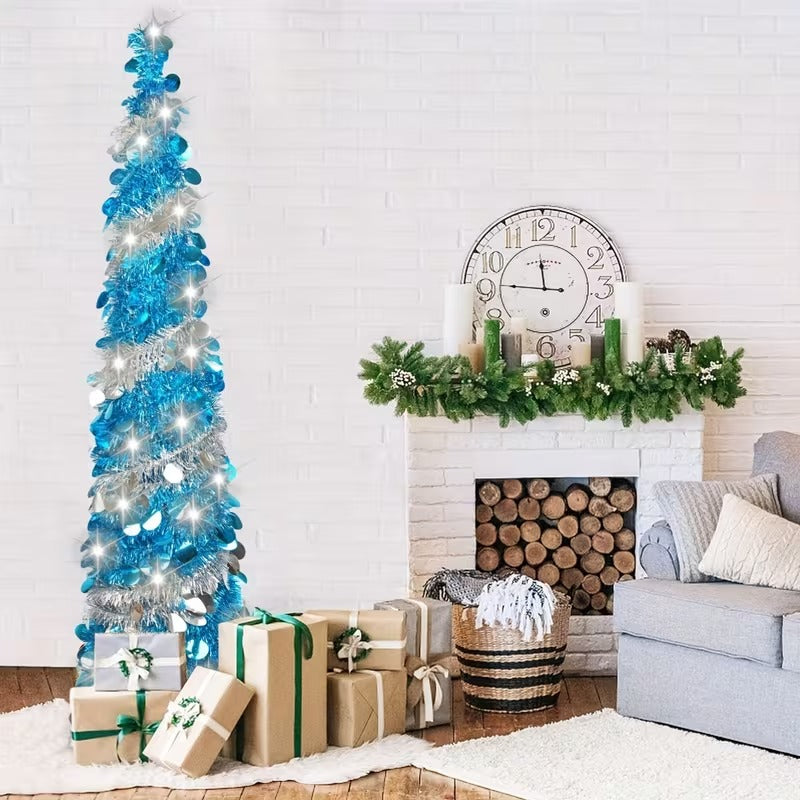 Blue Silver Foil Christmas Tree