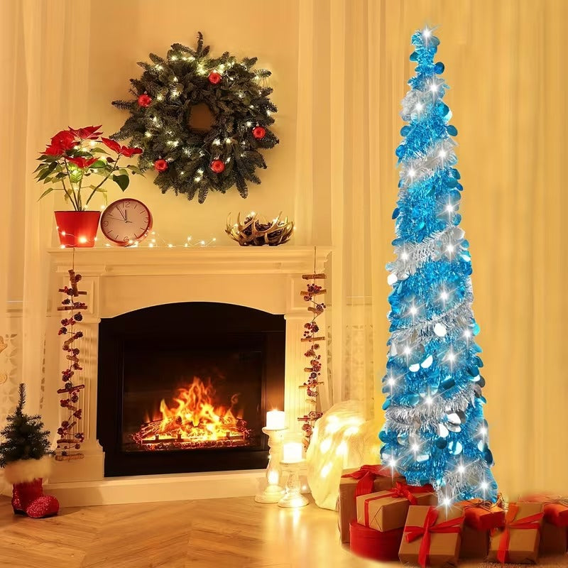 Blue Silver Foil Christmas Tree