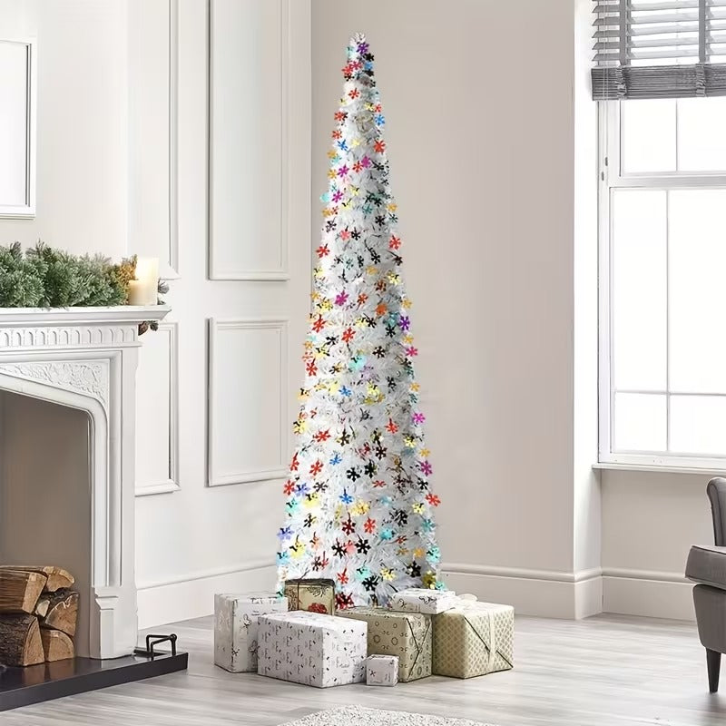 White Tinsel Pop-Up Christmas Tree