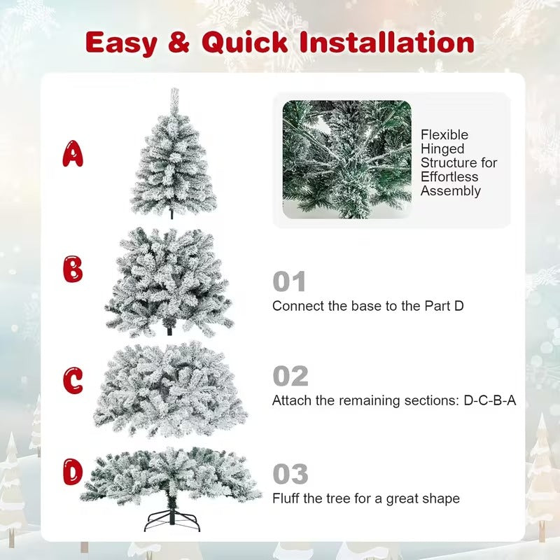 Christmas Snow Hinged Pine Tree