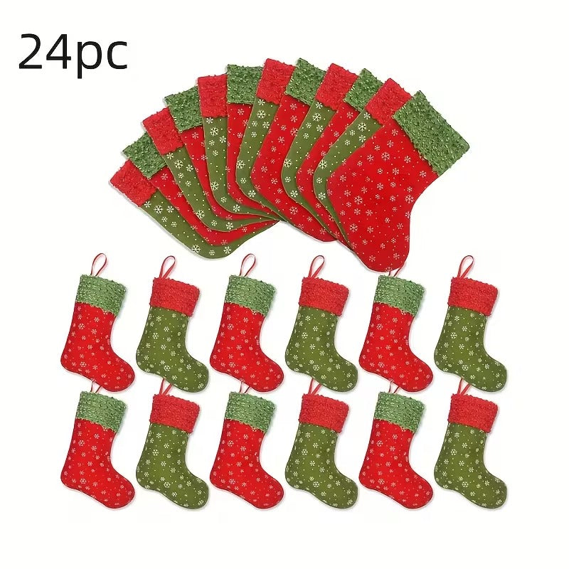 Snowflake Print Christmas Stockings Gift Bags (24pcs)
