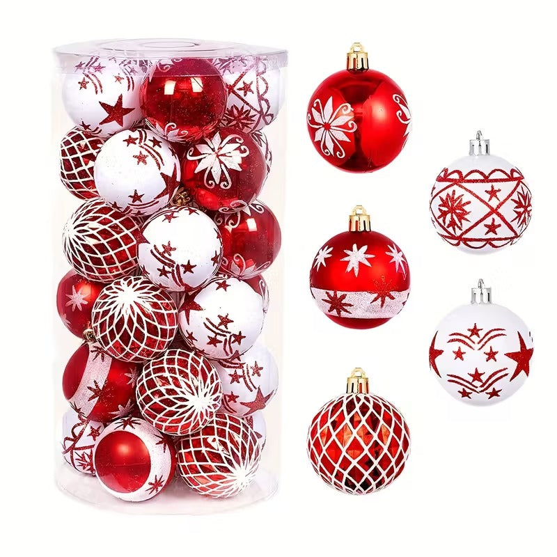 Red White Christmas Balls Ornaments Set (30pcs)
