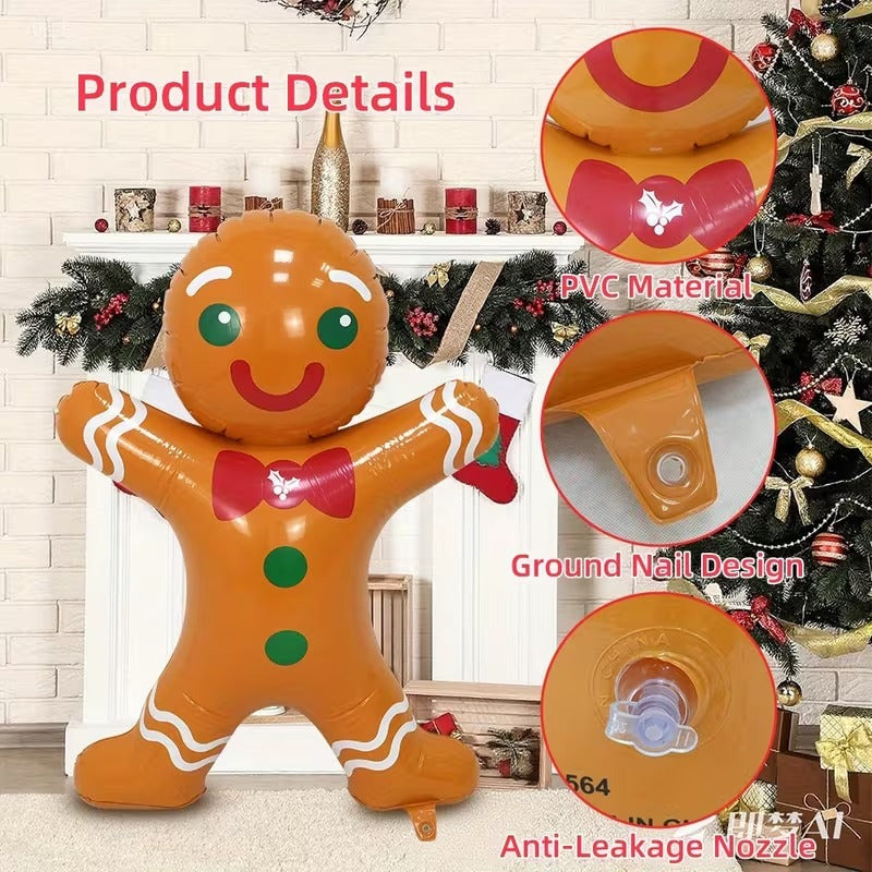 Inflatable Christmas Gingerbread & Santa Decoration
