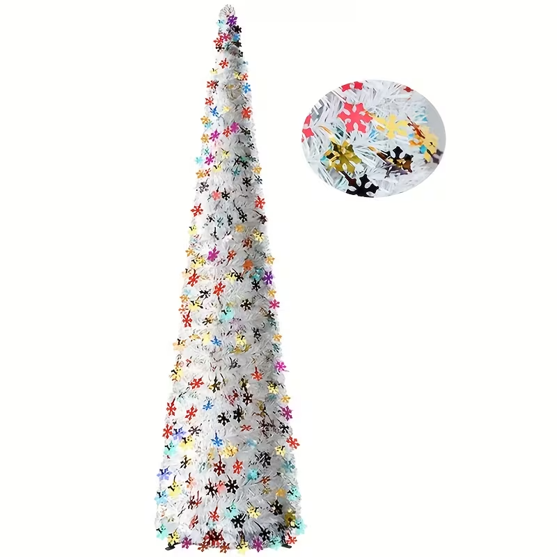 White Tinsel Pop-Up Christmas Tree