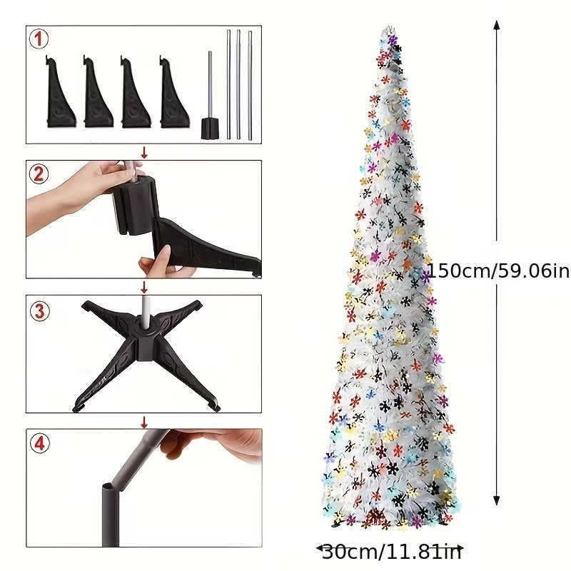 White Tinsel Pop-Up Christmas Tree