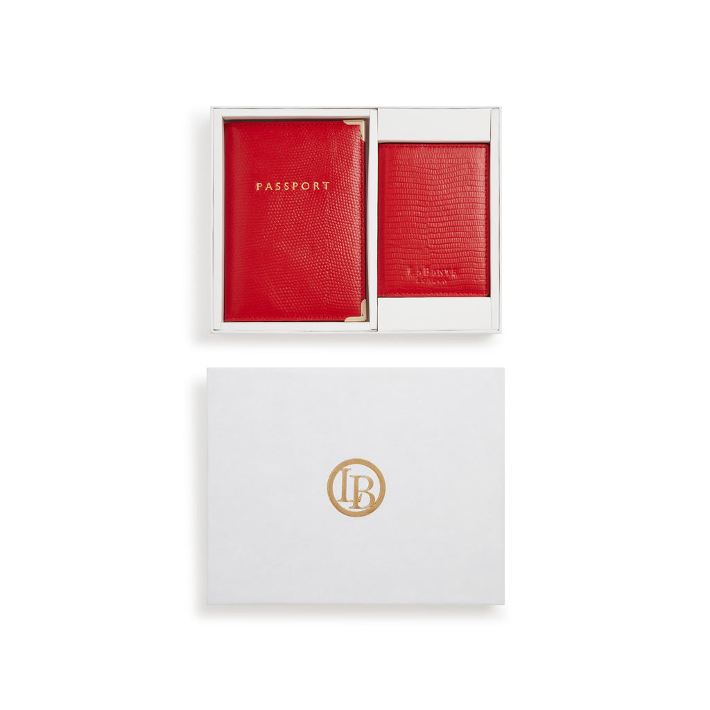 Nutcombe Red Passport Holder & Credit Card holder Gift Box