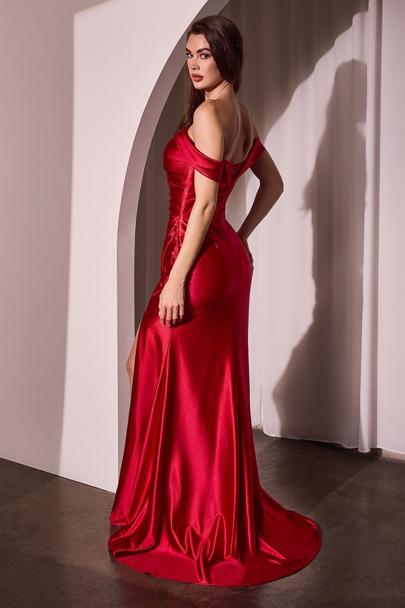 Glistening Satin Off The Shoulder Gown-3