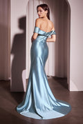 Glistening Satin Off The Shoulder Gown-2