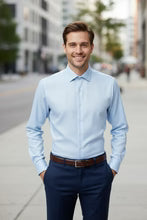 "Jamison" Blue Twill Spread Collar Dress Shirt-2