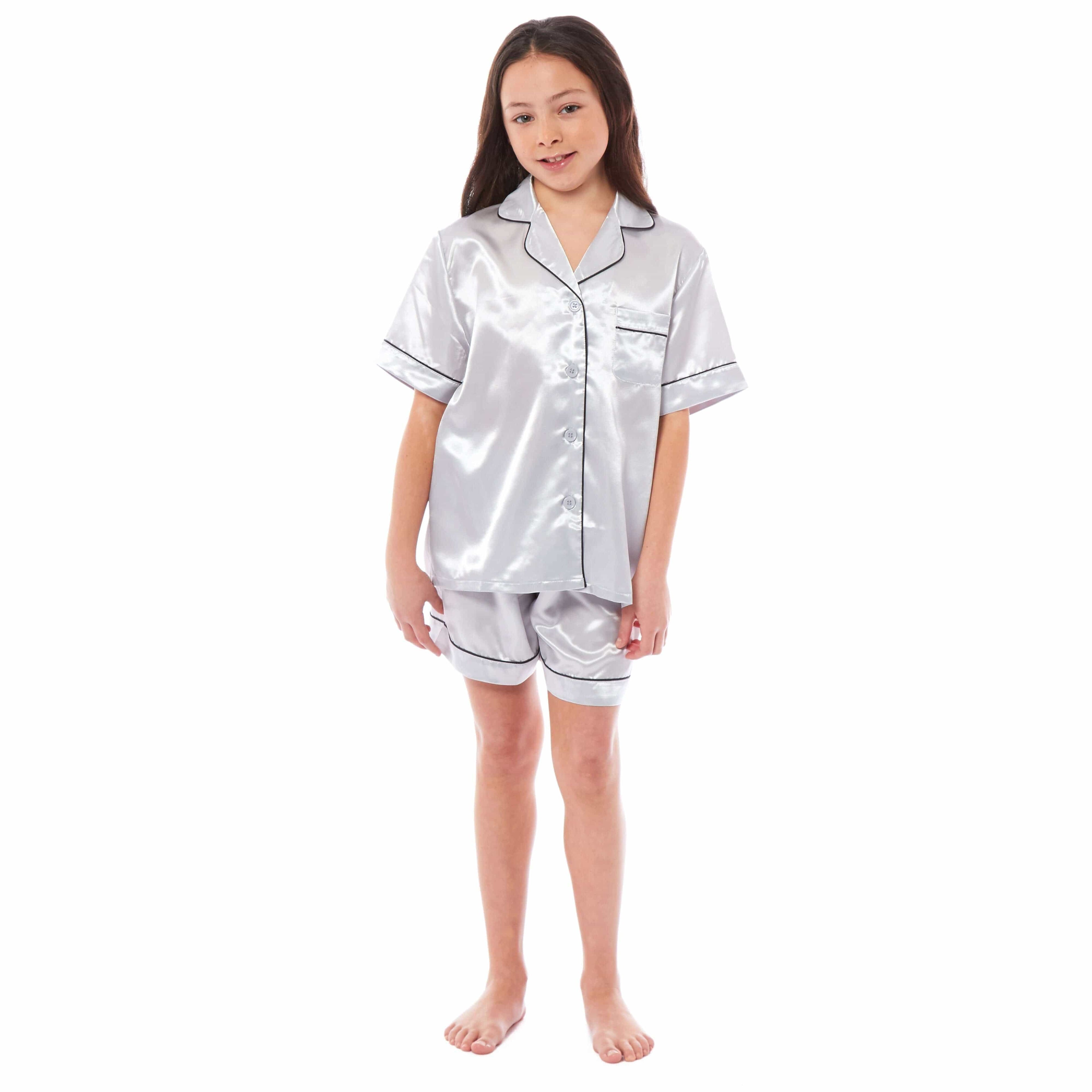 Daisy Dreamer Girls Satin Silk Pyjama Set With Button-Down Shirt And Loose-Fit Pants