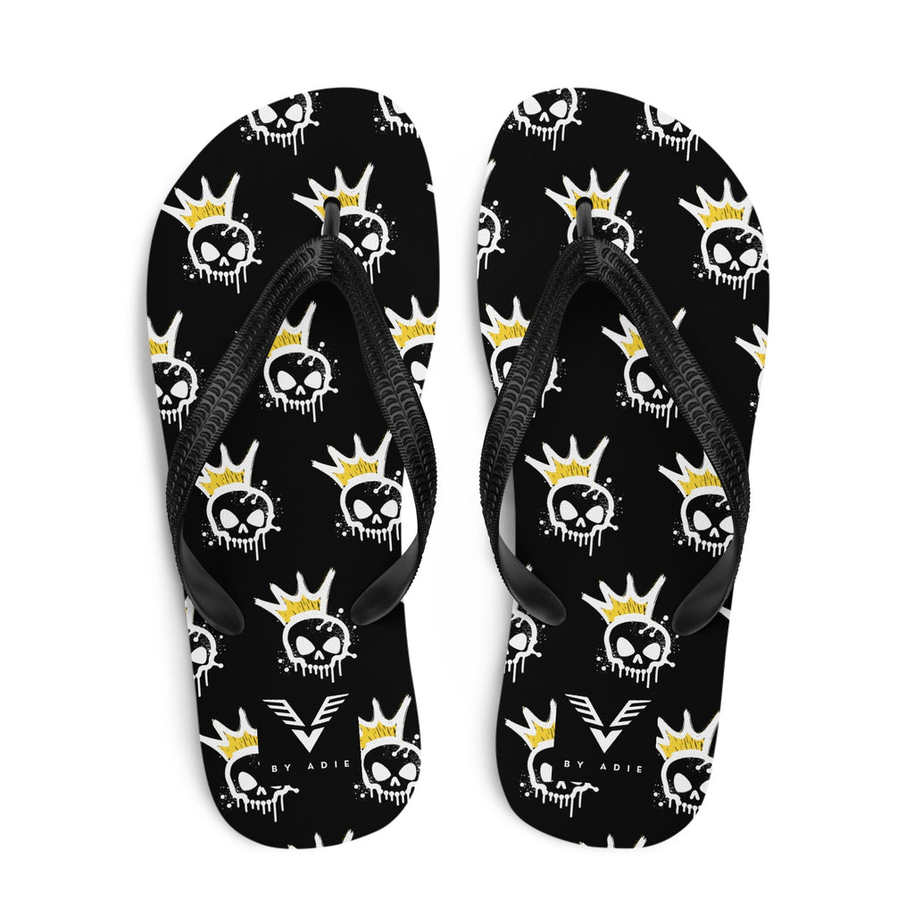 King Skull Pattern Flip Flops
