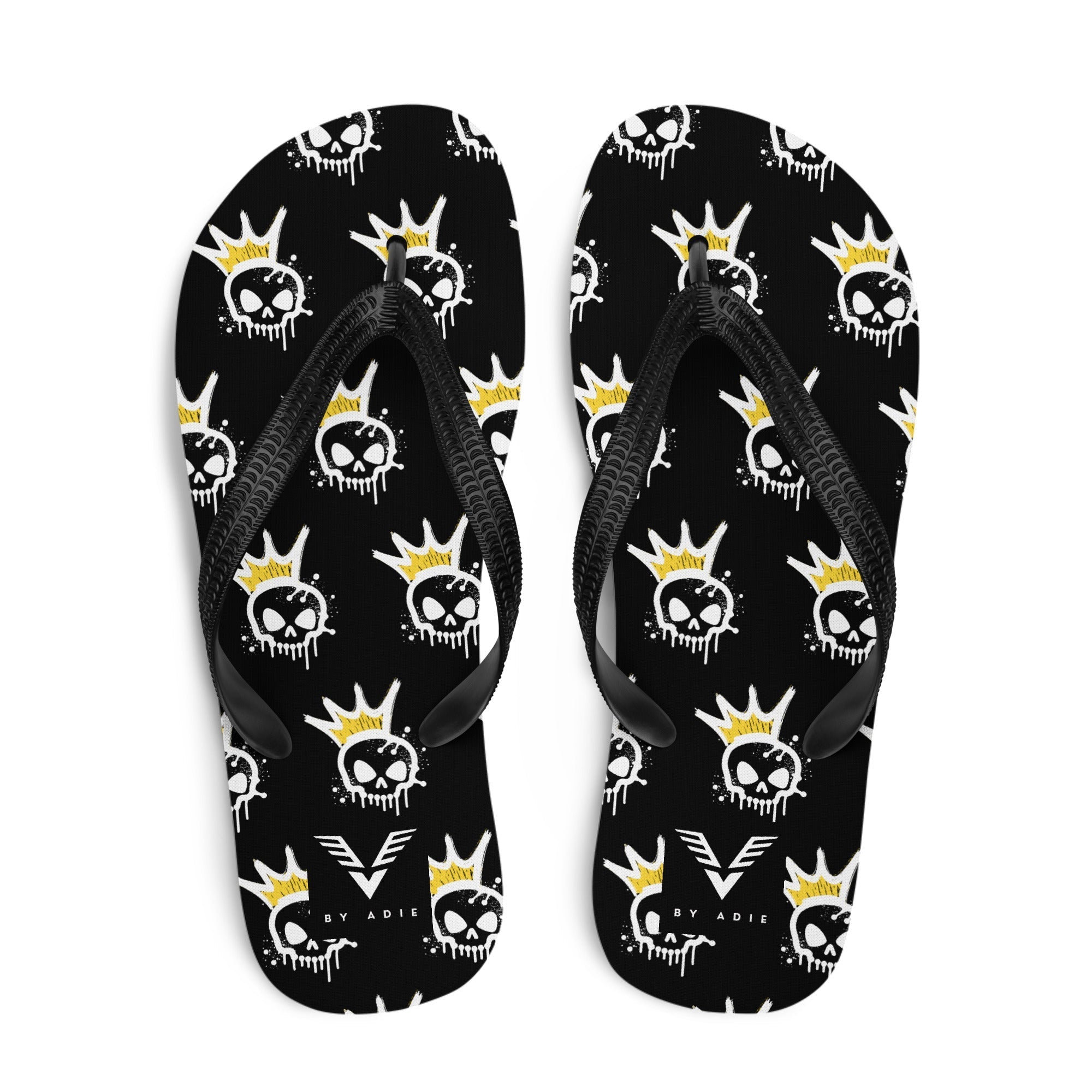 King Skull Pattern Flip Flops