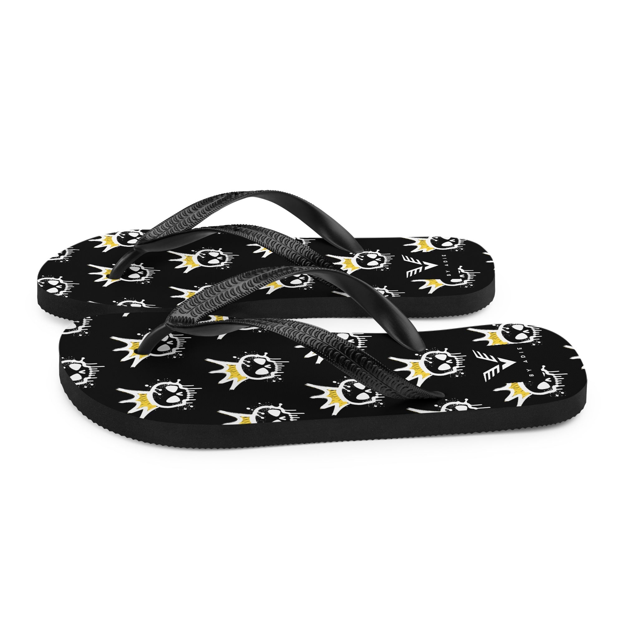 King Skull Pattern Flip Flops