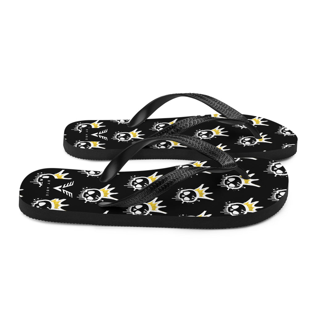 King Skull Pattern Flip Flops