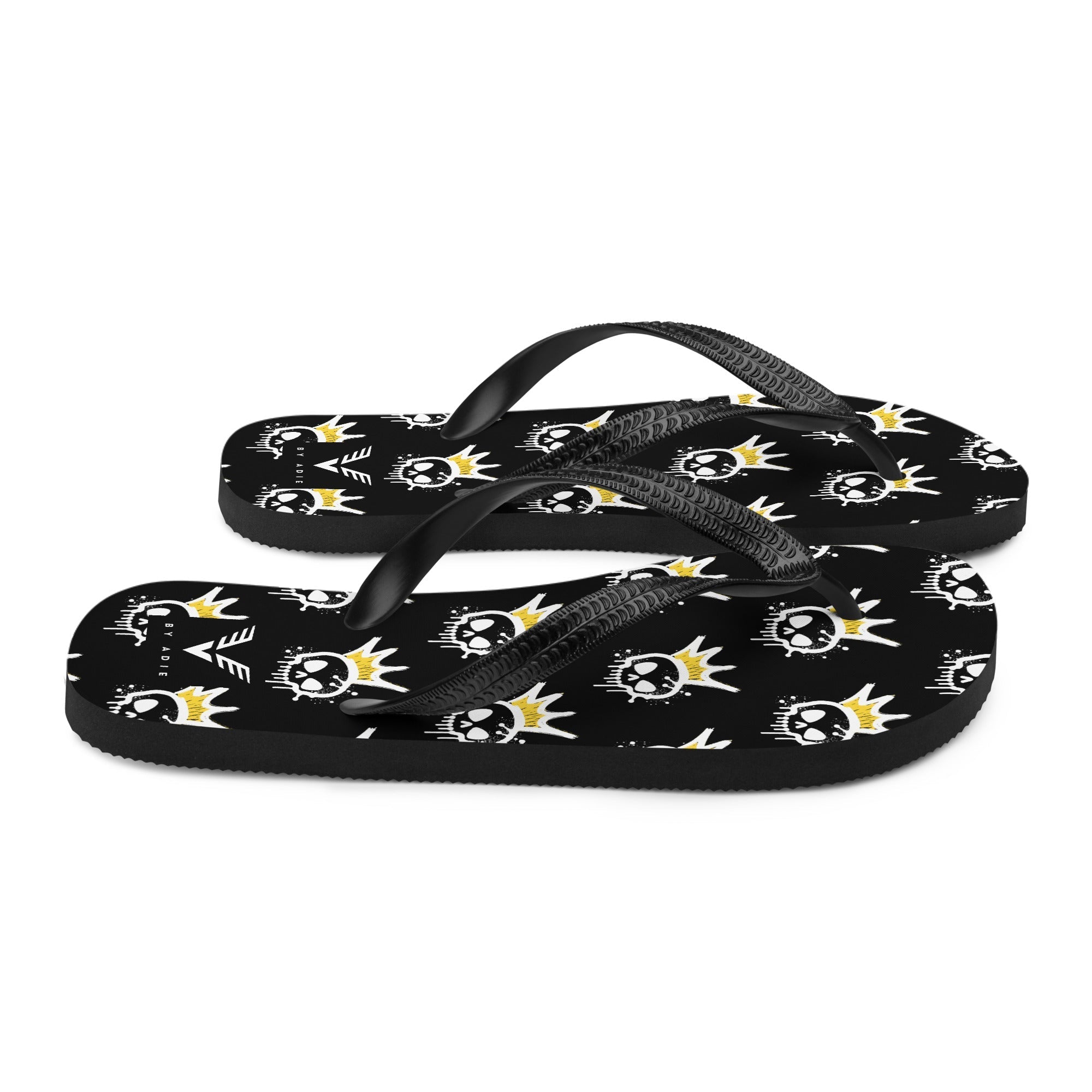 King Skull Pattern Flip Flops