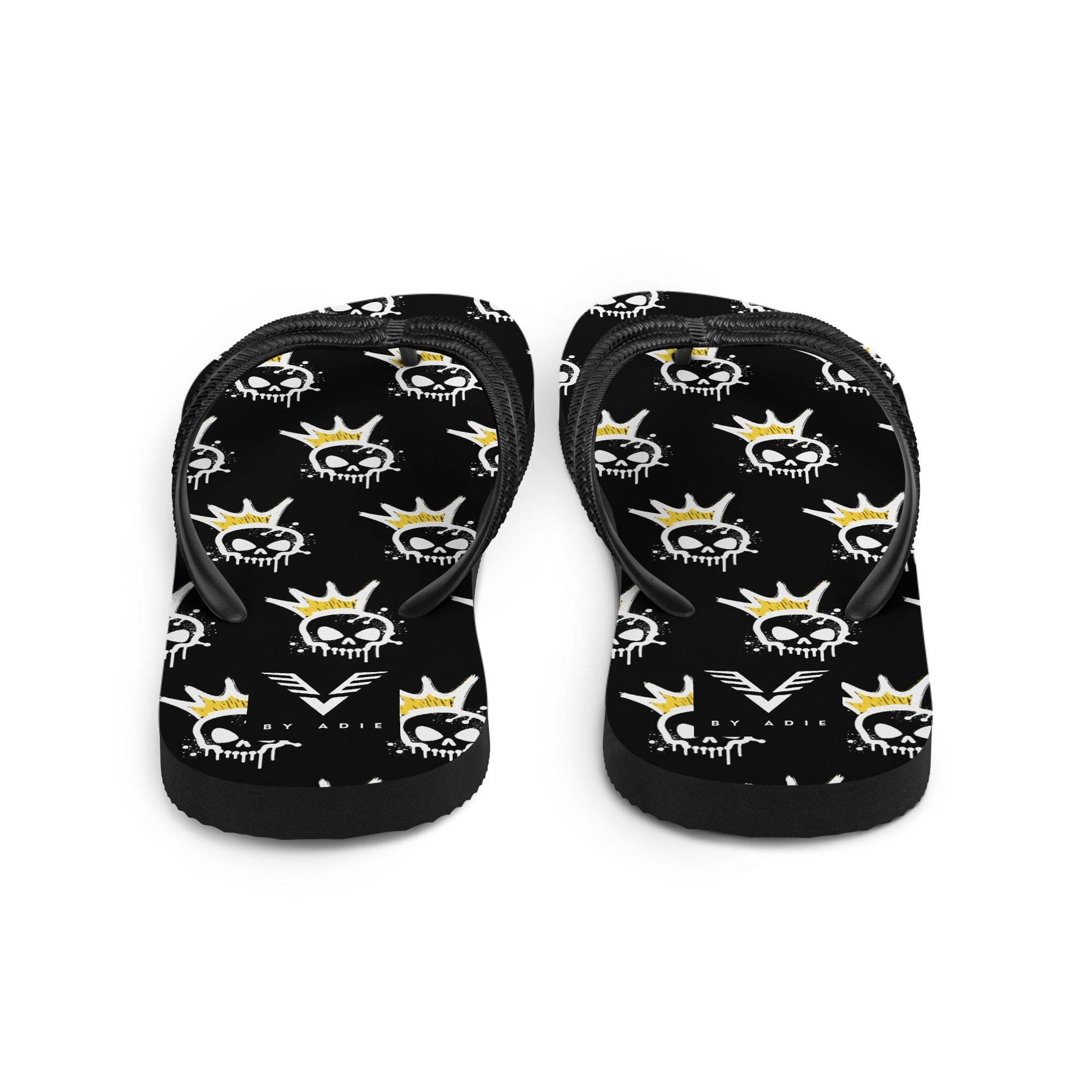 King Skull Pattern Flip Flops