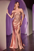 Off The Shoulder Satin Fitted Gown-6