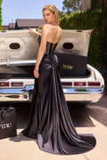 Fitted Strapless Lace & Satin Gown-1