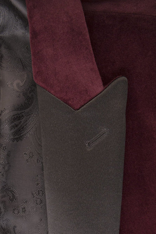 "Liam" Merlot Velvet Jacket Peak (Separates)-1