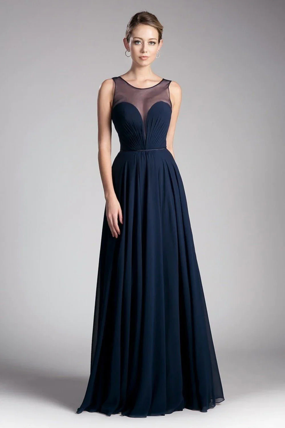 A-Line Chiffon Dress with Illusion Neckline-3