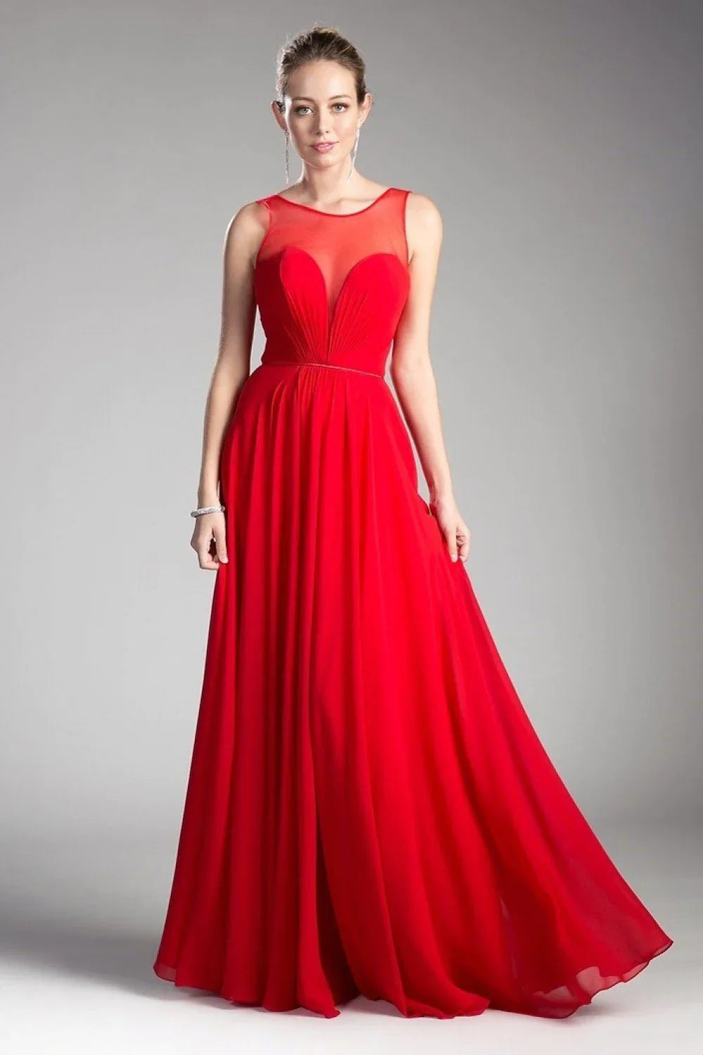 A-Line Chiffon Dress with Illusion Neckline-4